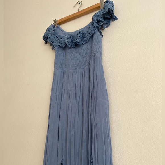 City beach Off the shoulder long womens dress-blue - Picture 5 of 7